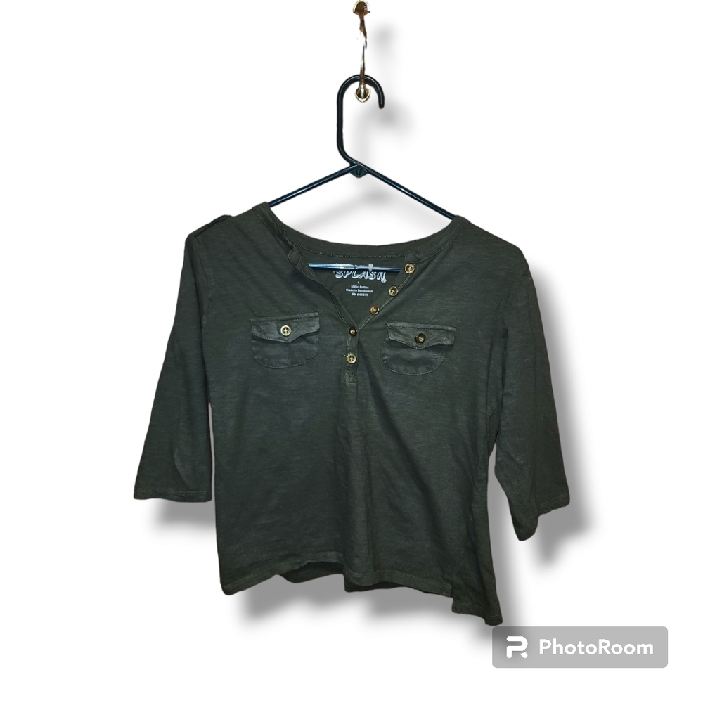 Army green crop top